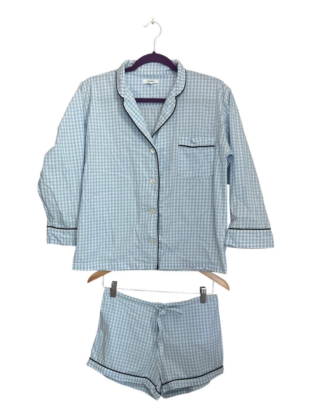 Marigot Blue Check Short Maya Pajama Set Size XS